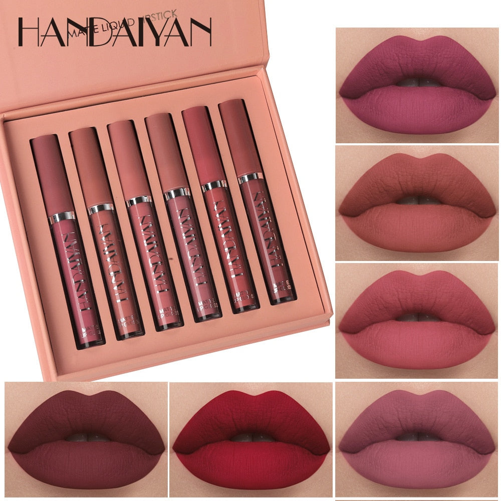 SUPER KIT 6 BATONS LIQUIDOS "LIPSTICKS" ULTRA MATTE A PROVA D'AGUA DE LONGA DURAÇÃO HANDAIYAN®